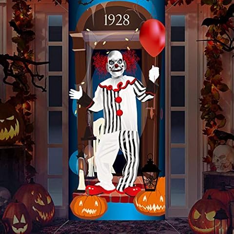 Emopeak Halloween Clown Door Sticker Cover - Creative 3D Sticker Wall Decals for Halloween Party Decoration Cover