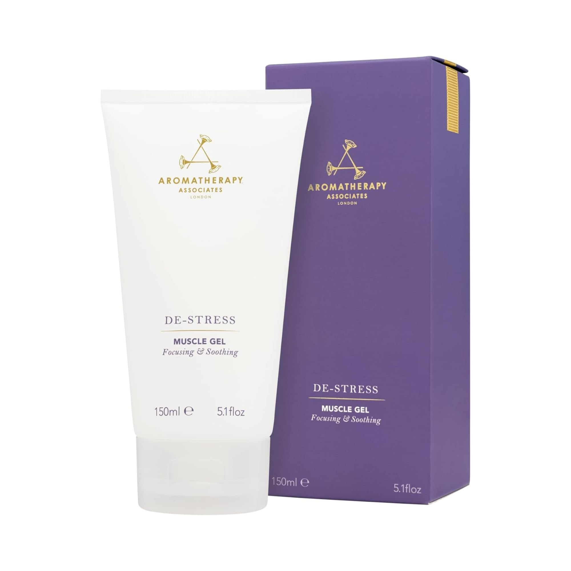 Aromatherapy Associates De-Stress Muscle Gel, Cooling & Warming Massage Gel with Ginger, Black Pepper & Rosemary Essential Oils for Daily Tension & Post-Activity Comfort, 5.07 oz