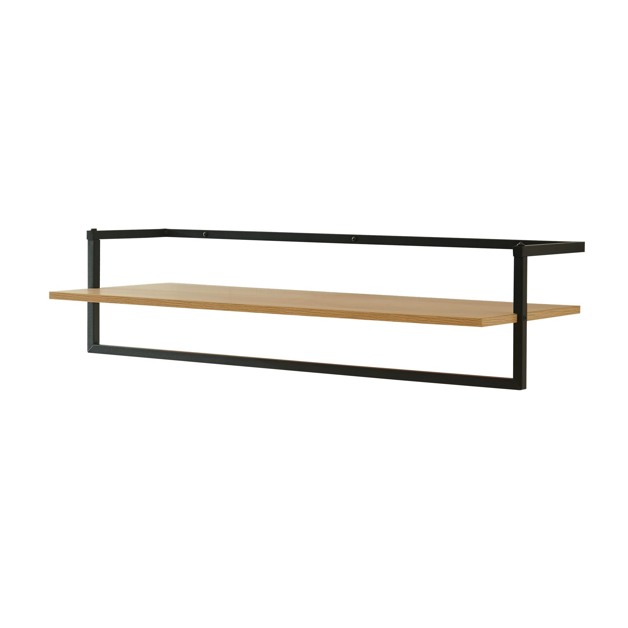 [en.casa] Perchero Pared con Estante Diseño Industrial para Entrada Oficina Colgador para Sombreros Chaquetas Bolsos Aglomerado Acero 80 x 30 x 20 cm - Efecto Madera/Negro