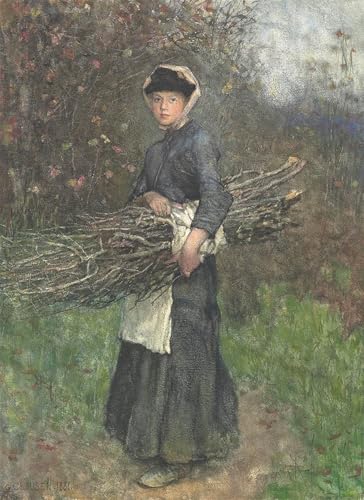 Lienzo Raccogliere legna da ardere de George Clausen, ideal para decorar el salón