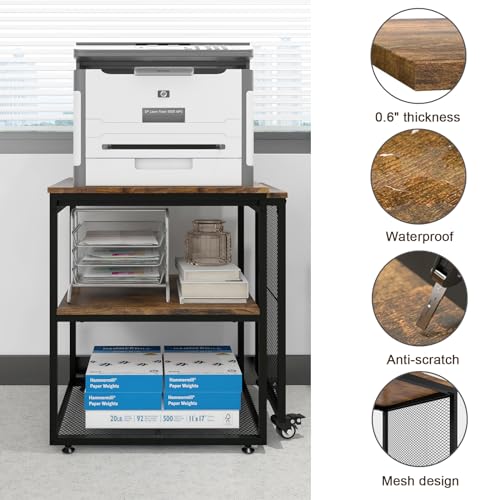 Image of Natwind 24''x20'' Large Printer Stand,Extendable Home Craft Table,Retro