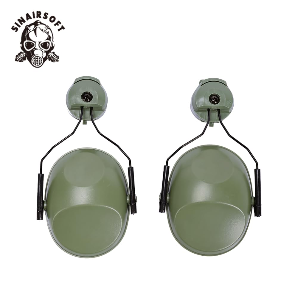SINAIRSOFT Ear Muffs,Noise Protection,Tactical FAST Helmet Attachment,Safety Helmet Hearing Protection Earmuffs for Training (Ranger Green)