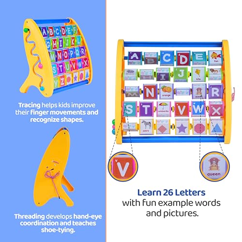 Image of FLYI ABCD Learning Toys for Kids | STEM 3-in-1 Educational Activity Toy Set with Alphabet, Shapes, Tracing & Lacing Board | Montessori Learning Shelf for Boys & Girls, 3+ Years