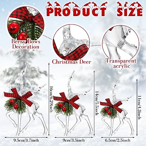 Jenaai HAI-JENAAI-1246 3 Pcs Christmas Reindeer Figurine Acrylic Reindeer Desk Decorations Deer Figurine Christmas Centerpieces thumb #2