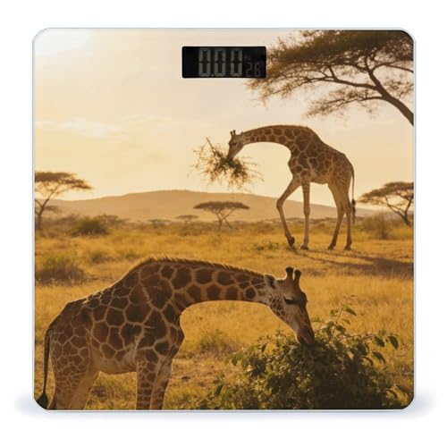 Balanza digital de baño con temática jirafa africana miniatura 1