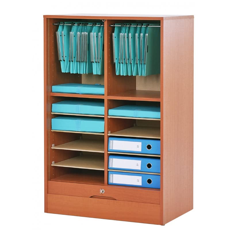 SIMMOB Classeur à Rideau Largeur 70 cm Hauteur 140 cm 16 Niches 2 Kits DS - Merisier