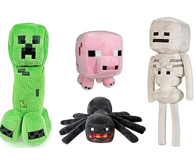 Creeper, Piggy, Skeleton Shooter, Little Spider Plush Toys, Birthday Gifts for Kids and Fans
