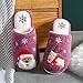 Zapatillas De Casa Mujer Zapatillas De Navidad Peluche Peluche Caliente Señoras Púrpura Lindo Santa Claus Alk Zapatos De Fondo Suave Mujer Interior Dormitorio Femenino Cómodo Pareja Invierno,37,38