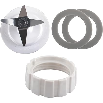 Wadoy Replacement Blade Assembly Compatible with Ha-milton Beach Blender with Base Bottom Cap,Sealing Gasket,One Rubber O Ring,Compatible with Mixer Parts, White
