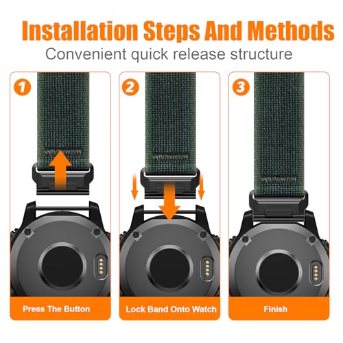 NotoCity for Garmin Fenix 6x Pro Strap, for Garmin Fenix 5x/5x Plus/6x/7x/7x Pro Strap, Quickfit 26mm for Fenix 3/3HR - Image 4