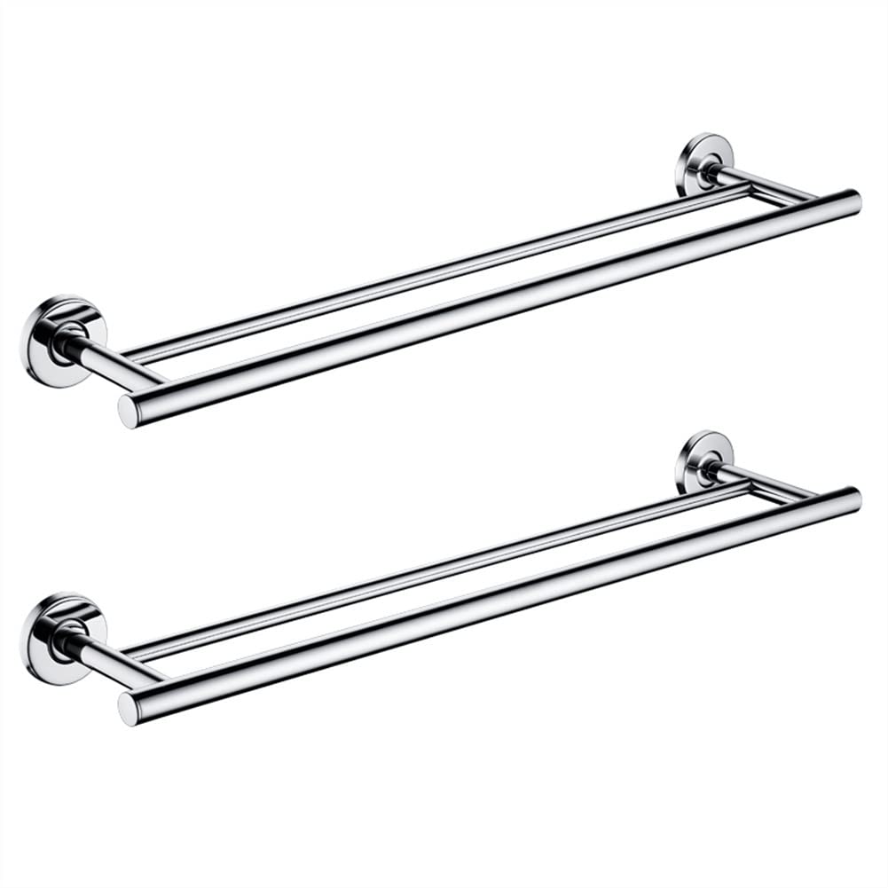 Porte-serviettes double mural barre de bain en acier inoxydable 60cm chrome 2 PCS