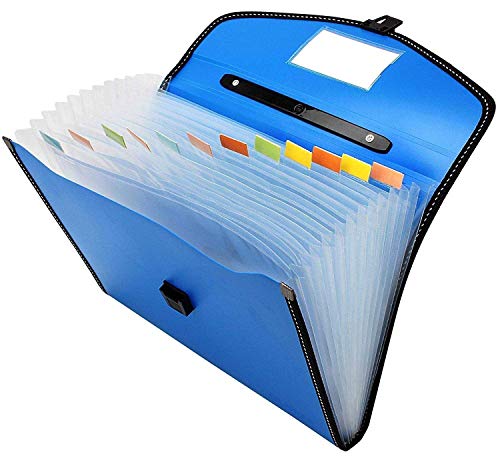 Image of Dankhara Brothers Expanding File Folder,Accordion Document /Letter A4 Size File Organizer With Handle&12 Pockets-Blue Color (Pack Of 1)