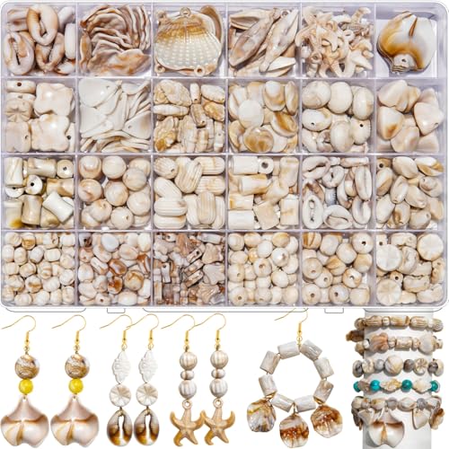 550Pcs Ocean Beads for Bracelets Making Kit Imitation Boho Ocean Beach Shell Bead Charms Starfish Mermaid Beads Summer Sea Dangle Pendant for Earring Bracelet Necklace Anklet DIY Craft Jewelry Making