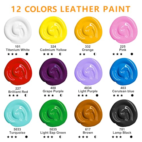 Image of Artecho 12 Colors Acrylic Leather Paint 1oz Set