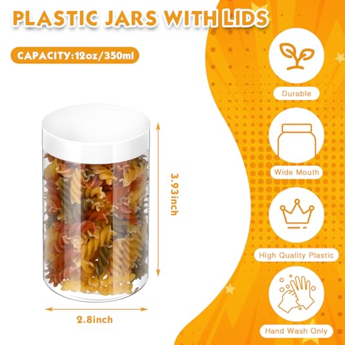 Image of Patelai 4 Pcs Plastic Jars Wide Mouth with Lids,12 Ounce,White | Travel Size for Creams Oils, Clear Round Storage Cosmetics Containers, Leak Proof Screw on Lids for Makeup Beauty DIY