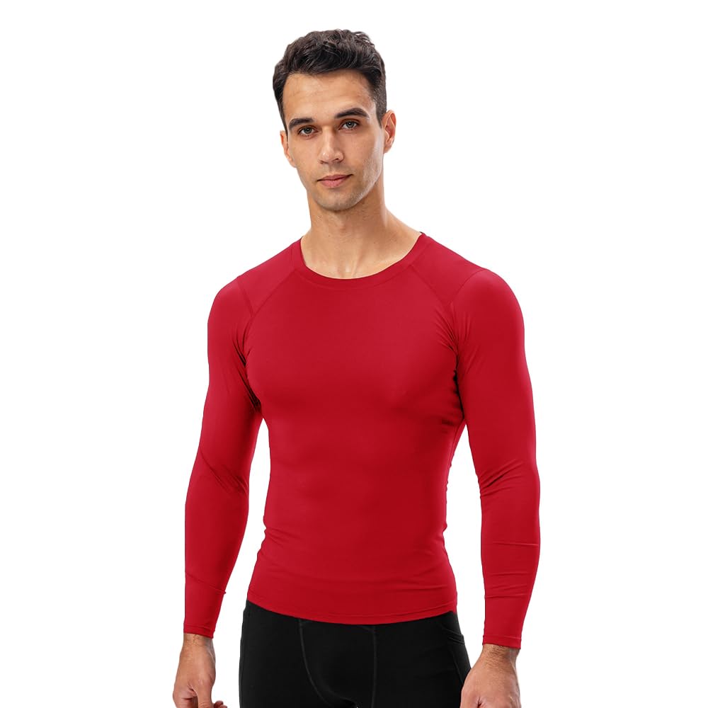 Camisetas de compresión para hombre, manga larga, atlético, entrenamiento, gimnasio, deportes, capa base, correr, ropa interior fresca y seca
