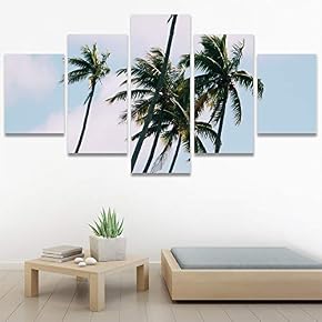 SIGNWIN 5 Panel Canvas Wall Art Tree Against...