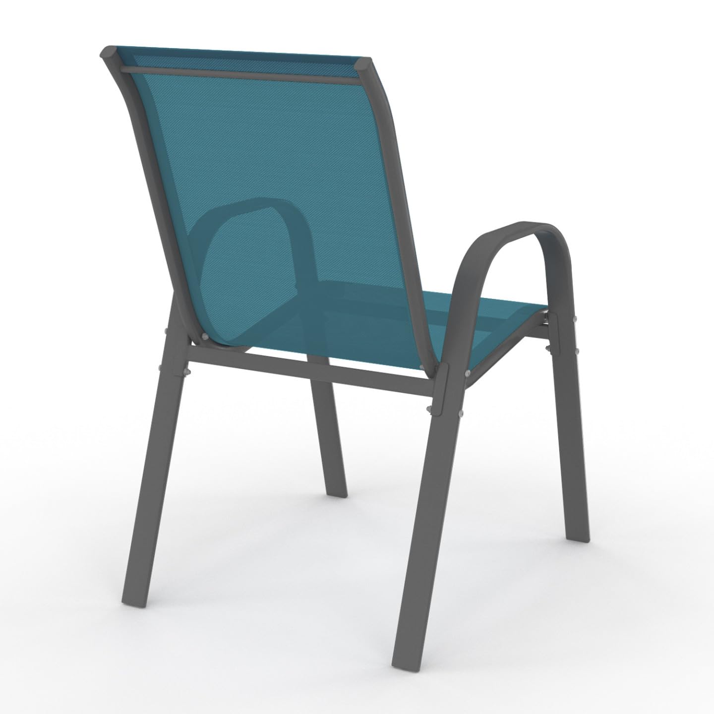 IDMarket - Lot de 4 chaises de Jardin LYMA métal et textilène empilables Bleu Canard
