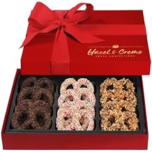 Chocolate Pretzel Gift Basket Dark Chocolate Covered Pretzels in Elegant Gift Box Gourmet Kosher Gift for Him or Her, Birthdays, Anniversaries & Corporate Gifting
