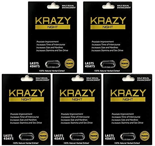 Krazy Night Black Best Male Enhancing Natural Performance 5 Pill The New Most Effective Natural Amplifier for Performance, Energy, and Endurance (5 Pills)