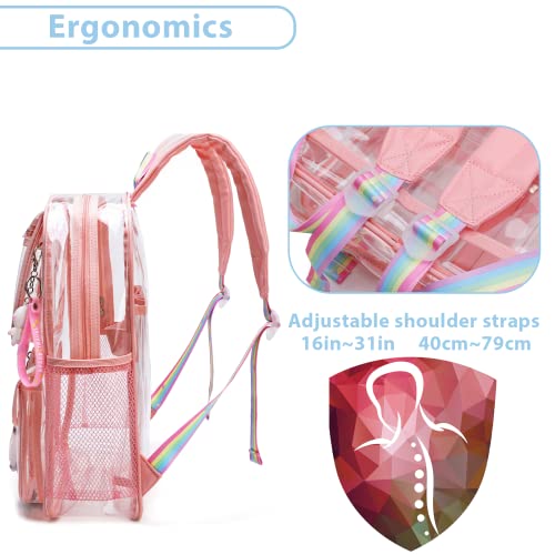 Auobag Clear Backpack For Girls Backpacks Elementary Bookbags Middle School Bags Women Casual Daypack Send Pendant (Pink) #TOP4