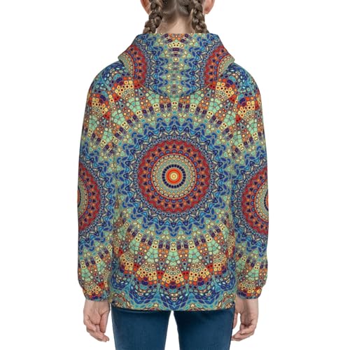 Round Mandala Kids Pullover Hoodies Boys Sweatshirts Girls Athletic Clothes with Pocket4