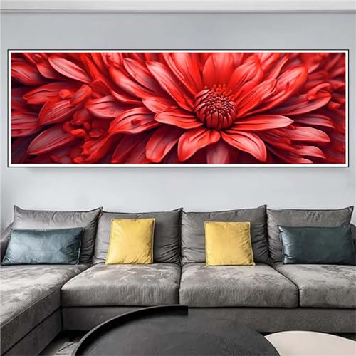 Point de croix cristal painting fleurs rouges de qualité premium
