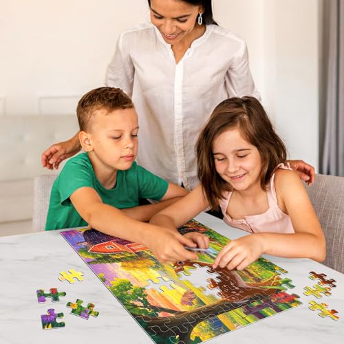 Rompecabezas de 100 Piezas para Niños - Tema Granja con Ciervo y Gato para Edades 4 a 8 miniatura 2