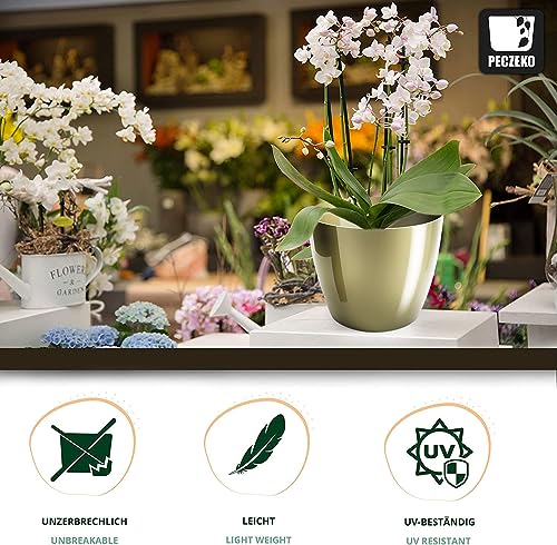 PECZEKO Flower Pot Glossy Flower Pot Made of Plastic Decorative Flower Pot for Large and Small Plants Set of 2 Pots - Image 2