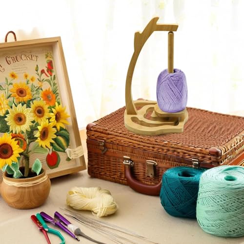 Image of Walnut Yarn Stand Wooden Yarn Spool Rack, Magnetic Yarn Holder Easy to Knit and Crochet, Yarn Spool Rack Supplies, Magnetic Yarn Holder Knitting Accessories Gifts for Knitting Enthusiasts