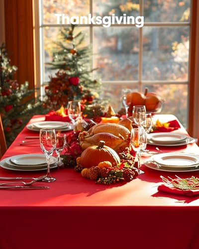 Image of Pureegg Plastic Table Cloth Disposable 6 Pack, 54 x 108 Inch, Red