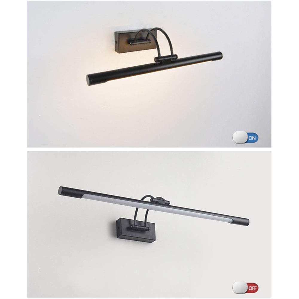 LED Spiegellampe Badezimmer 8W Moderne Spiegellampe Wasserdichte Acryl Drehbares Schwarz Schminktisch Lampe Vintage für Badleuchte Bad Spiegelleuchte Wandbild Leselicht Warmweiß L49.5cm