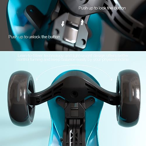 Image of Baybee Alpha Kick Scooter for Kids, Smart 3 Wheel Kids Scooter with 4 Height Adjustable Handle, Runner Scooters with Led PU Wheels & Brake, Skate Scooters for Kid 3 to 10 Years Boys Girls (Teal)