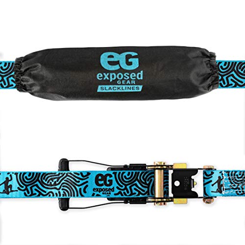 Eg Exposed Gear Slackline Kit With Tree Protectors, High Grade Ratchet + Cover, Set Up Instruction Booklet And Carry Bag | Classic 60 Ft Slack Line Set | Perfect Slackline For Kids And Adults #TOP6