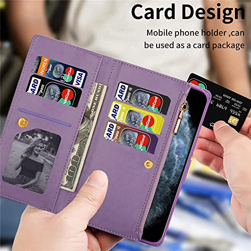 HJHStar Capa tipo carteira para Samsung S22 Ultra 5G, capa protetora de couro com zíper brilhante br