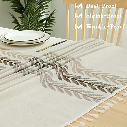 Laolitou-Tablecloth-for-Dining-Coffee-Table-Cotton-Linen-Fabric-Rectangle-Tablecloths-Beige-Wine-Leaf-55×102-Inch Laolitou Tablecloth for Dining Coffee Table Cotton Linen Fabric Rectangle Tablecloths Beige Wine Leaf 55×102 Inch