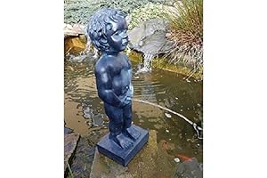 Classic Black Peeping Boy Fountain Sculpture