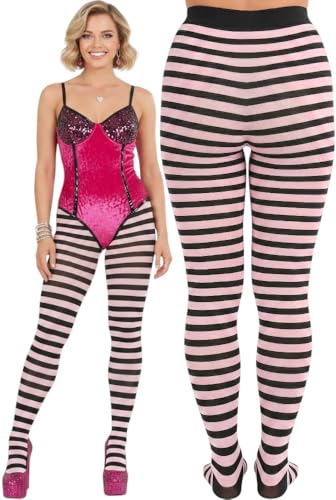 Image of ToBeInStyle Women's Thin Horizontal Stripe Opaque Tights Pantyhose - Regular or Plus