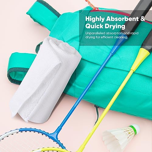 Image of HOMEXCEL Microfiber Washcloths 24 Pack, Highly Absorbent and Soft Face Towel, Multi-Purpose White Wash Cloths for Bathroom, Hotel, Spa, Gym, and Kitchen, 12x12 Inch