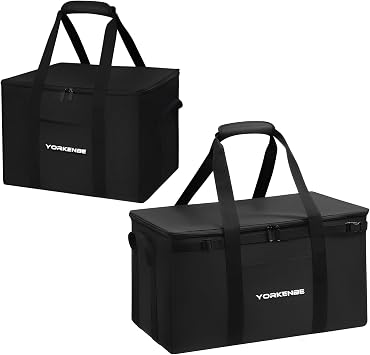 Camping Organizer, 1680D Heavy Duty Waterproof Camping Storage for Camping Cooking Utensils and Camping Cookware, with Hard Bottom, Camping Bag with Zippered Lid for RV, Hiking