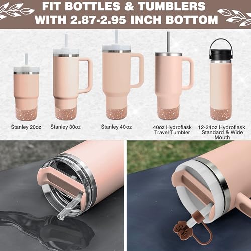 Hpebl 9PCS Brown for Stanley Cup Accessories Set Bling Initials Bow Charms for Stanley Decorations 30/40 Oz Tumbler Accessories Including Bow Straw Topper, Handle Strap, Spill Stopper（Letter I） - image 4