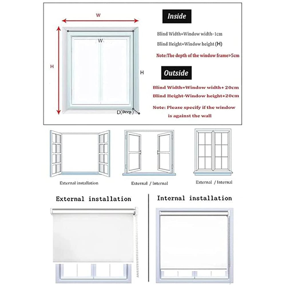 FUFU Stores enrouleurs Home Roller stores Rideaux de bureau étanche Stores de levage manuel de taille personnalisée Largeur 60cm / 80cm / 100cm / 120cm (Size : 60cm x 160cm/23.6"x63")