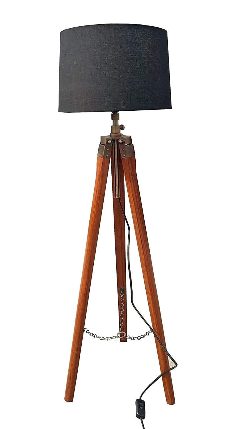Lamp World Tripod Floor Lamp with Black Shade for Living Room & Bedroom Decor-image-17