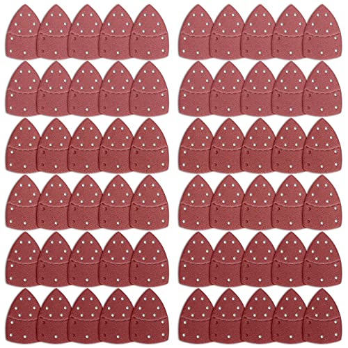 60PCS Mouse Sander Pads,Mouse Detail Sander Paper Hook and Loop Mouse Sander Sheets Sander Paper for Bosch Multi-Sander,11 Holes Sanding Sheets Assorted 40/60/80/120/180/240 Grits