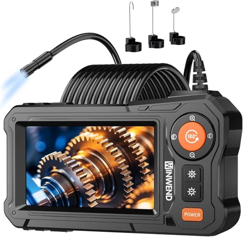Endoscope Camera with Light - 4.3' LCD Screen Inspection Cameras,IP67 Waterproof Borescope with 8 Adjustable LED Lights,HD 1080P Endoscope Camera 16.5ft Semi-Rigid Cord,gifts for men tools and gadgets