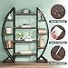 Tribesigns Oval Bookshelf, Triple Wide 5 Tier Etagere Bookcase, Industrial Display Shelves for Living Room (Brown, 55