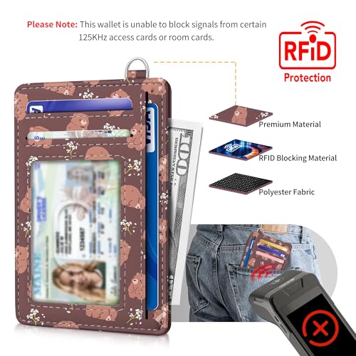 Image of Mayski Slim Wallet, Credit Card Holder for Women, Minimalist Front Pocket RFID Blocking Card Cases, Small Wallet Women Men(Cute Bear)