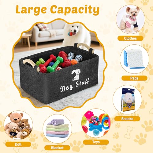 TranRantic Spielzeugkiste für Hunde, 25 x 38 x 18 cm, Aufbewahrungskorb für Spielzeug für Haustiere, aus Filz, Spielzeugkorb für Hunde mit Griff, Spielzeugkiste für Welpen, faltbar