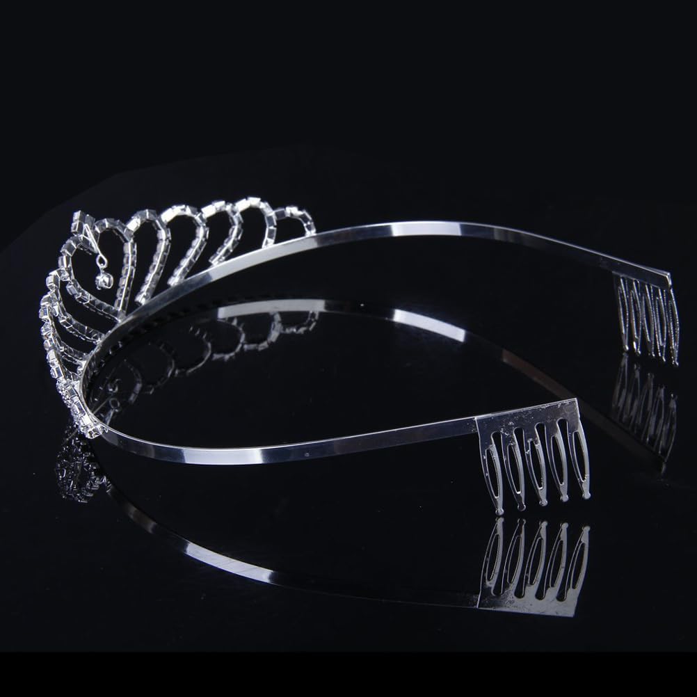 OSALADI Princesa Royal Novia Cristal Tiaras Joyería Rhinestone Diadema Novia Princesa Para Mujeres Cumpleaños Plata