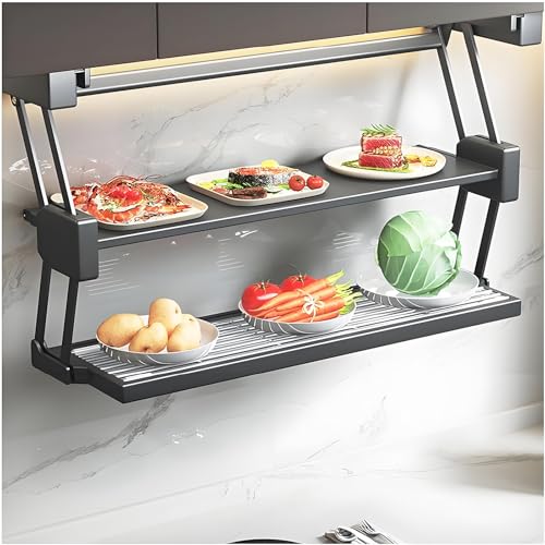 Étagère de rangement sous armoire alu, panier pliable 2 couches - 2